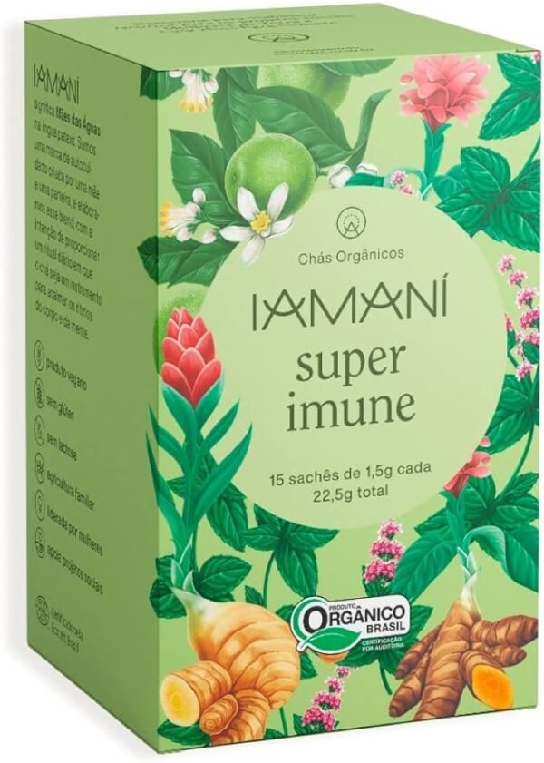 Chá Orgânico Iamaní Super Imune Cúrcuma Hortelã Gengib (15 Sachês)