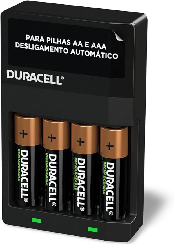 DURACELL - Carregador de Pilhas Recarregáveis AA e AAA Com 4 Pilhas AA