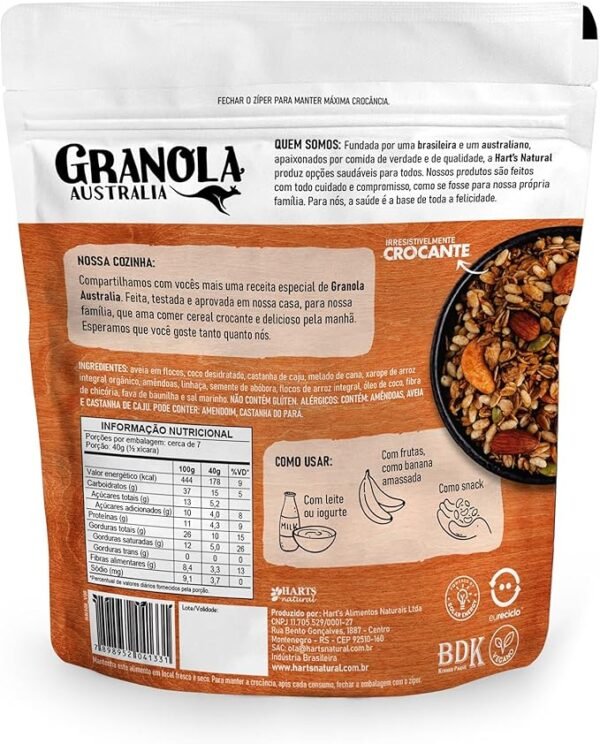 Hart's Natural Granola Australia Classic Nuts | Granola Sem Glúten, Sem Lactose, Vegano | 100% Natural | Alto em Fibras | Snack Saudável | 300g - Image 3
