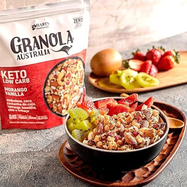 Hart's Natural Granola Australia Keto Low Carb Morango e Baunilha - Granola Sem Açucar, Sem Lactose, Sem Glúten, Vegano - 100% Natural - Alto em Fibras - 300g - Image 2